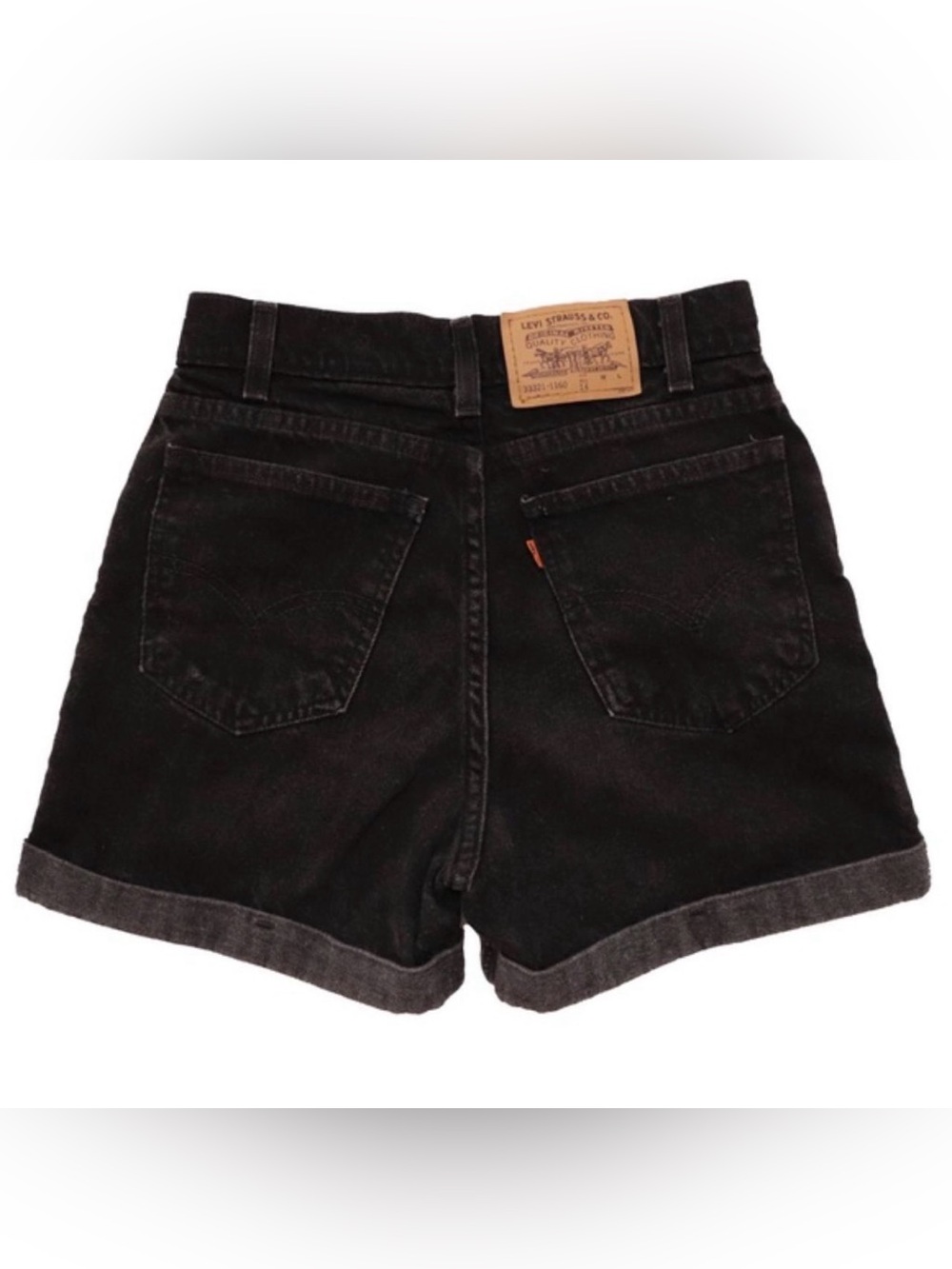VTG 80’s Orange Tab Levi’s Black High Waisted Denim Shorts